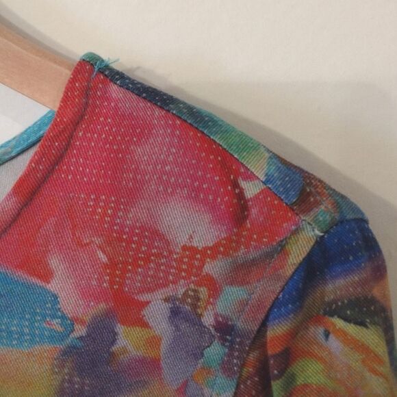 John Mark Women's Size Large Multicolor Ruffle Sleeve Artistic Blouse Top - Picture 11 of 11